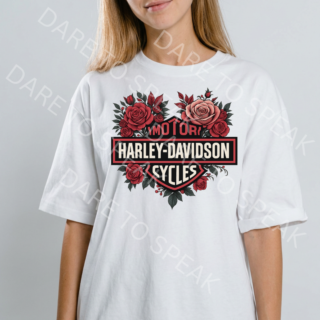 Harley-Davidson Roses T-shirt mockup