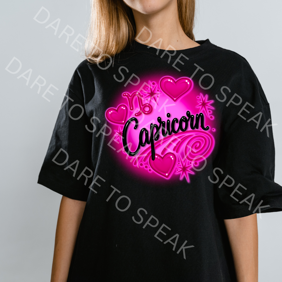 Capricorn Neon Hearts T-shirt mockup