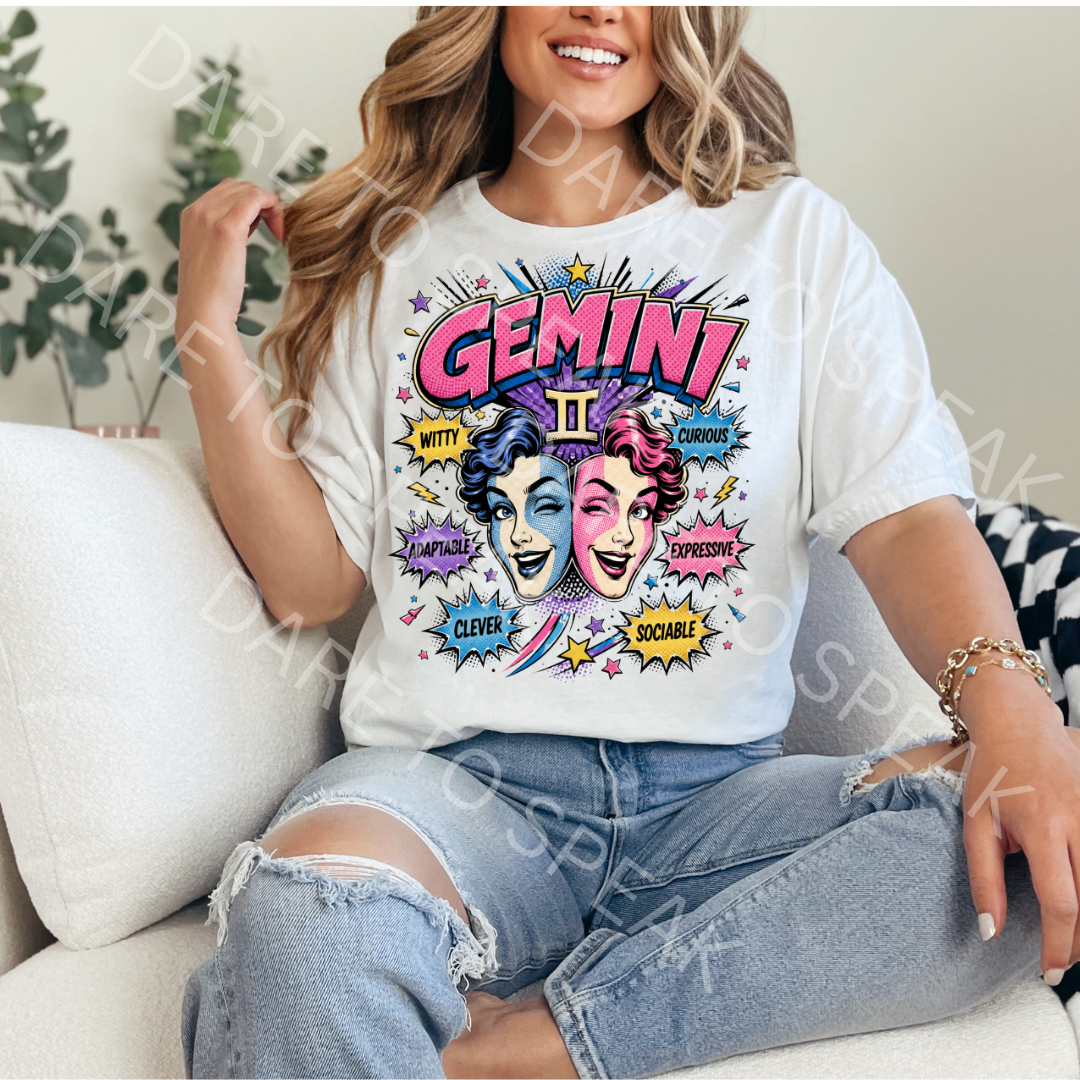 Gemini Comic Zodiac T-shirt mockup