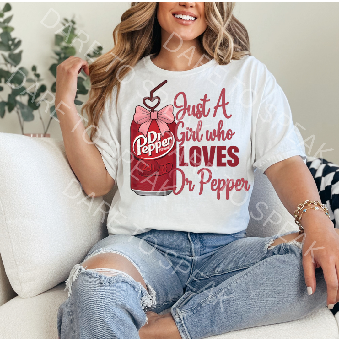 Just a Girl Who Loves Dr Pepper T-shirt mockup