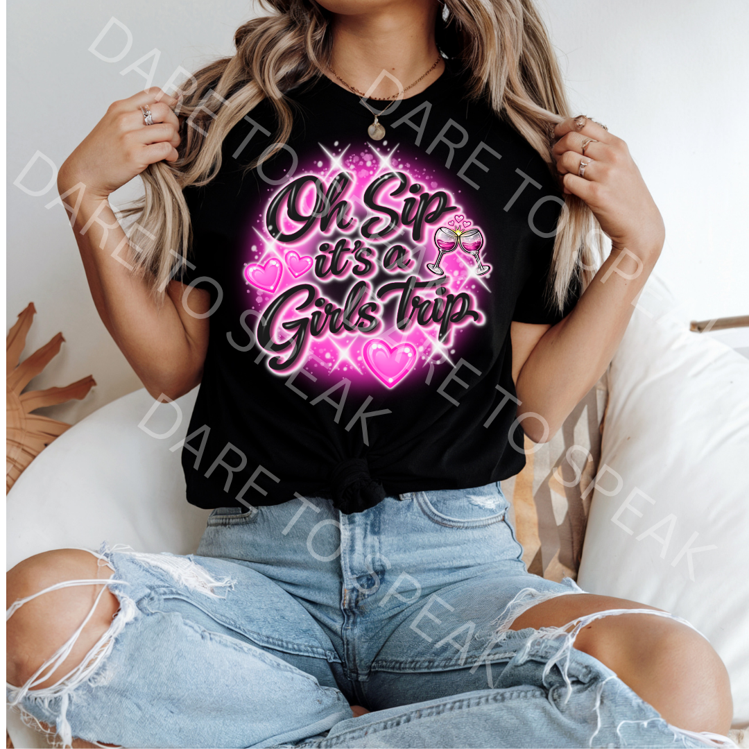 Oh Sip It's a Girls Trip Pink T-shirt mockup