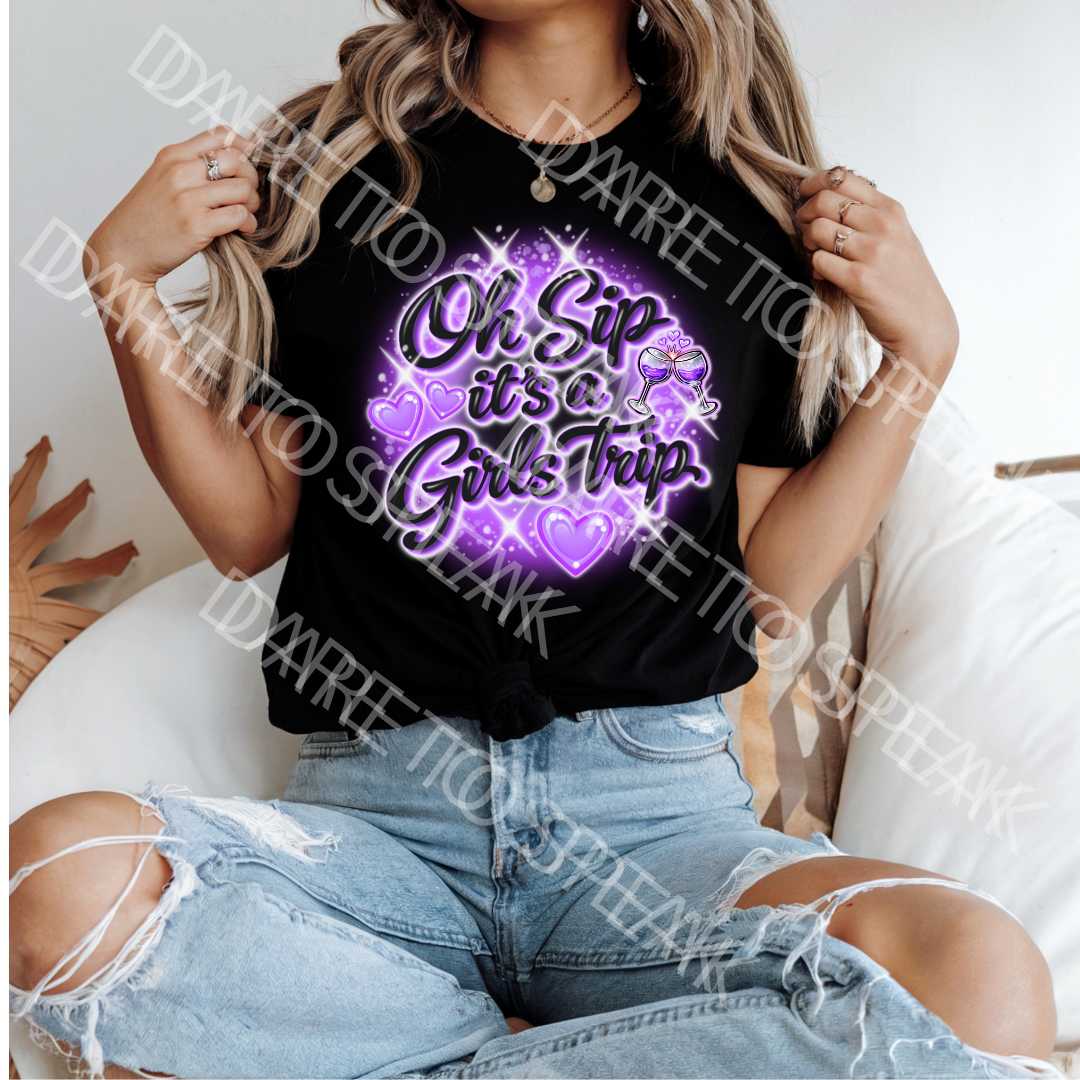 Oh Sip It's a Girls Trip Purple T-shirt mockup