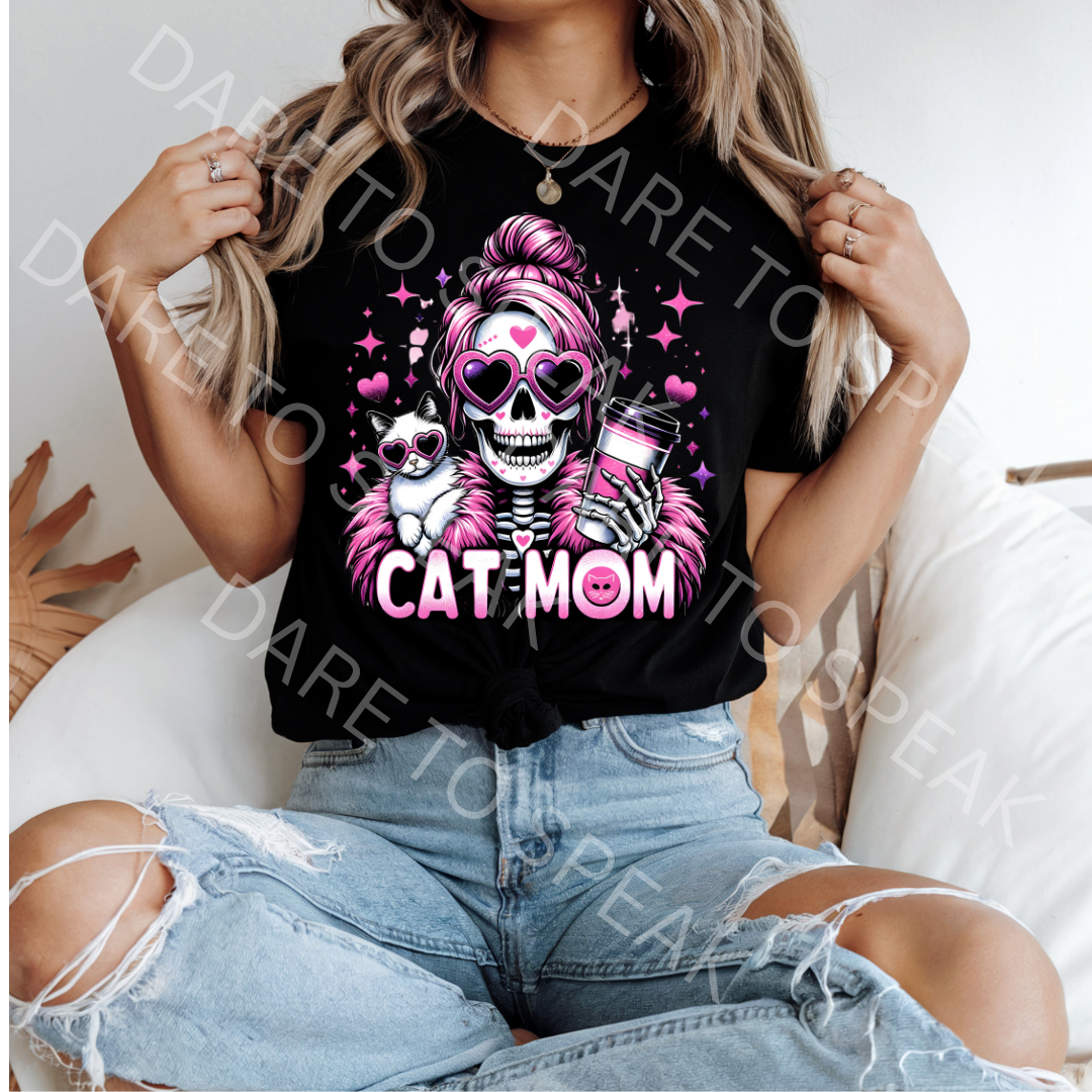 Cat Mom Skeleton T-shirt mockup
