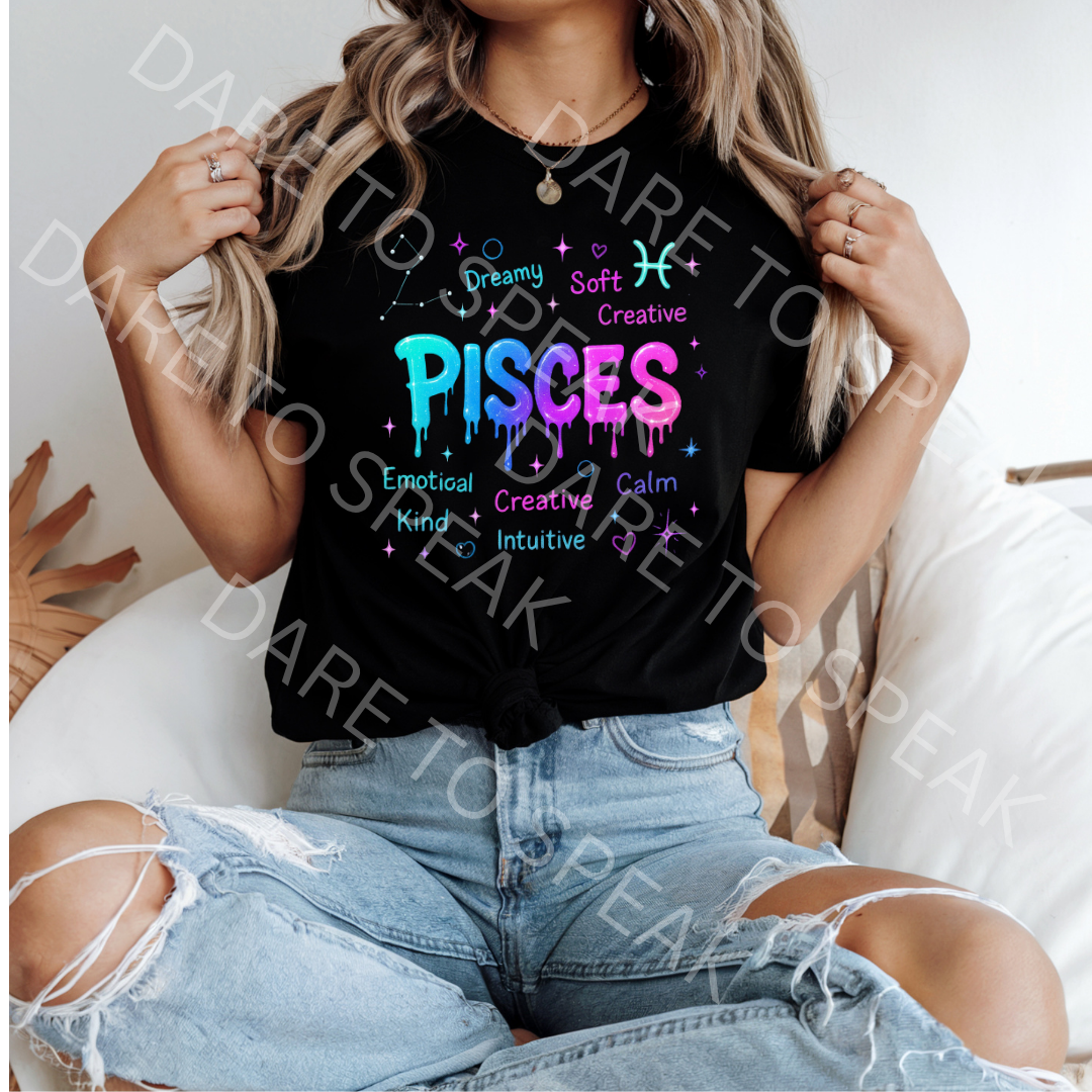 Pisces Traits Neon T-shirt mockup