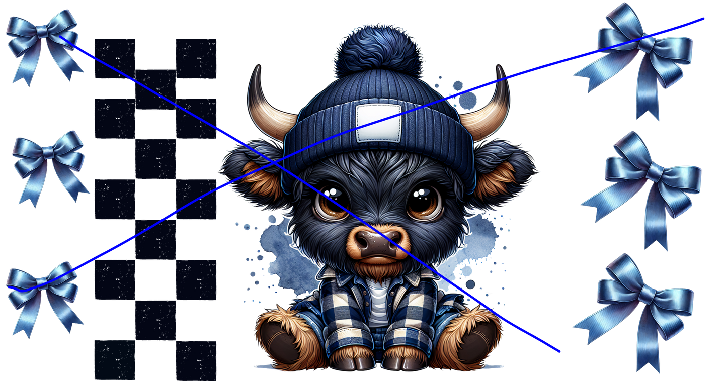 highland cow blue fannel