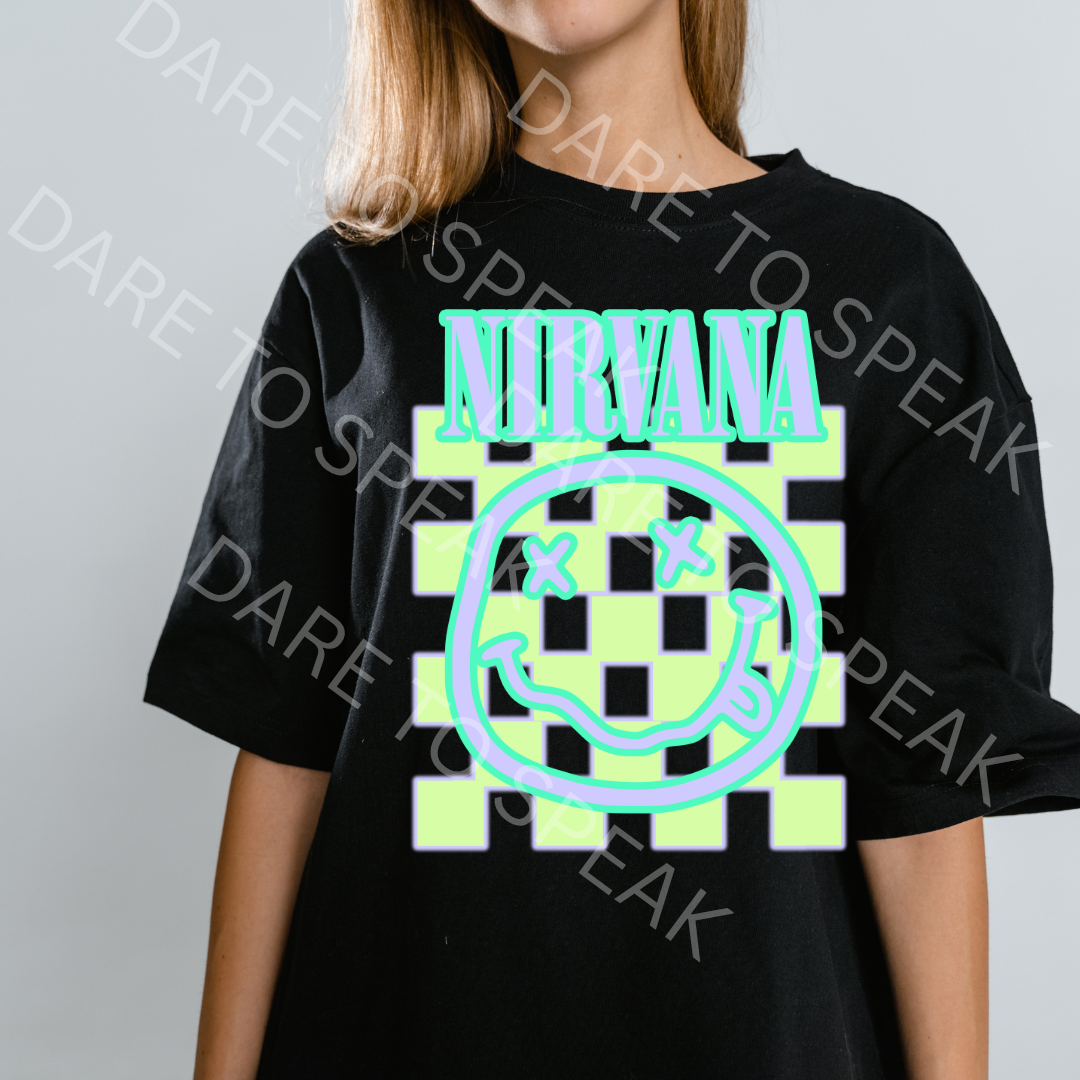 Nirvana Neon Smiley T-shirt mockup