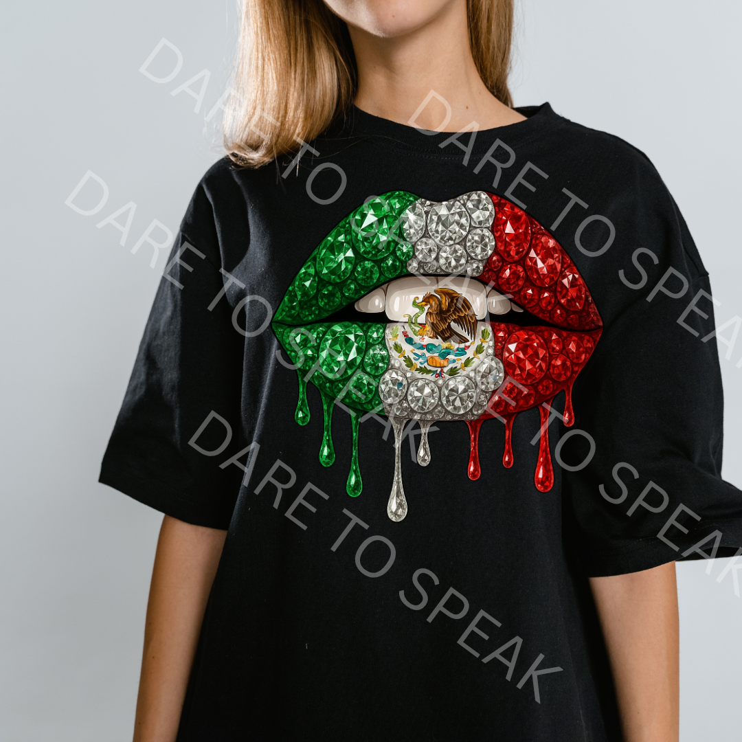 Mexican Flag Lips T-shirt mockup