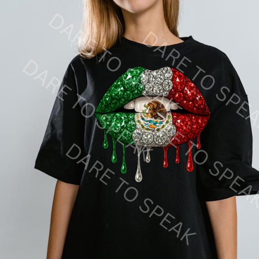 Mexican Flag Lips T-shirt mockup