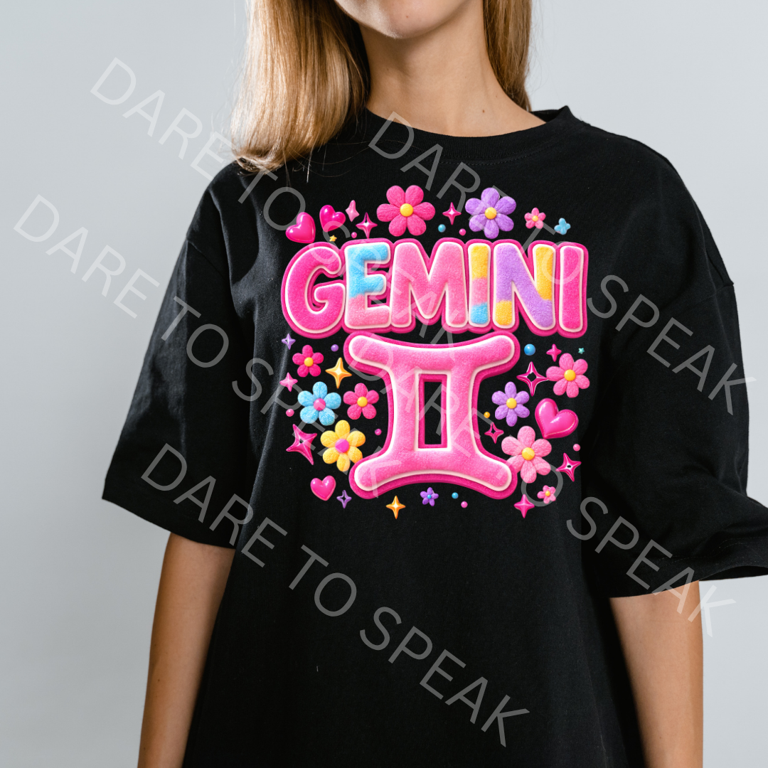 Gemini Floral Zodiac T-shirt mockup