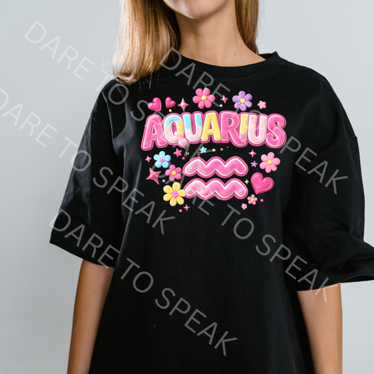 Aquarius Floral Zodiac T-shirt mockup
