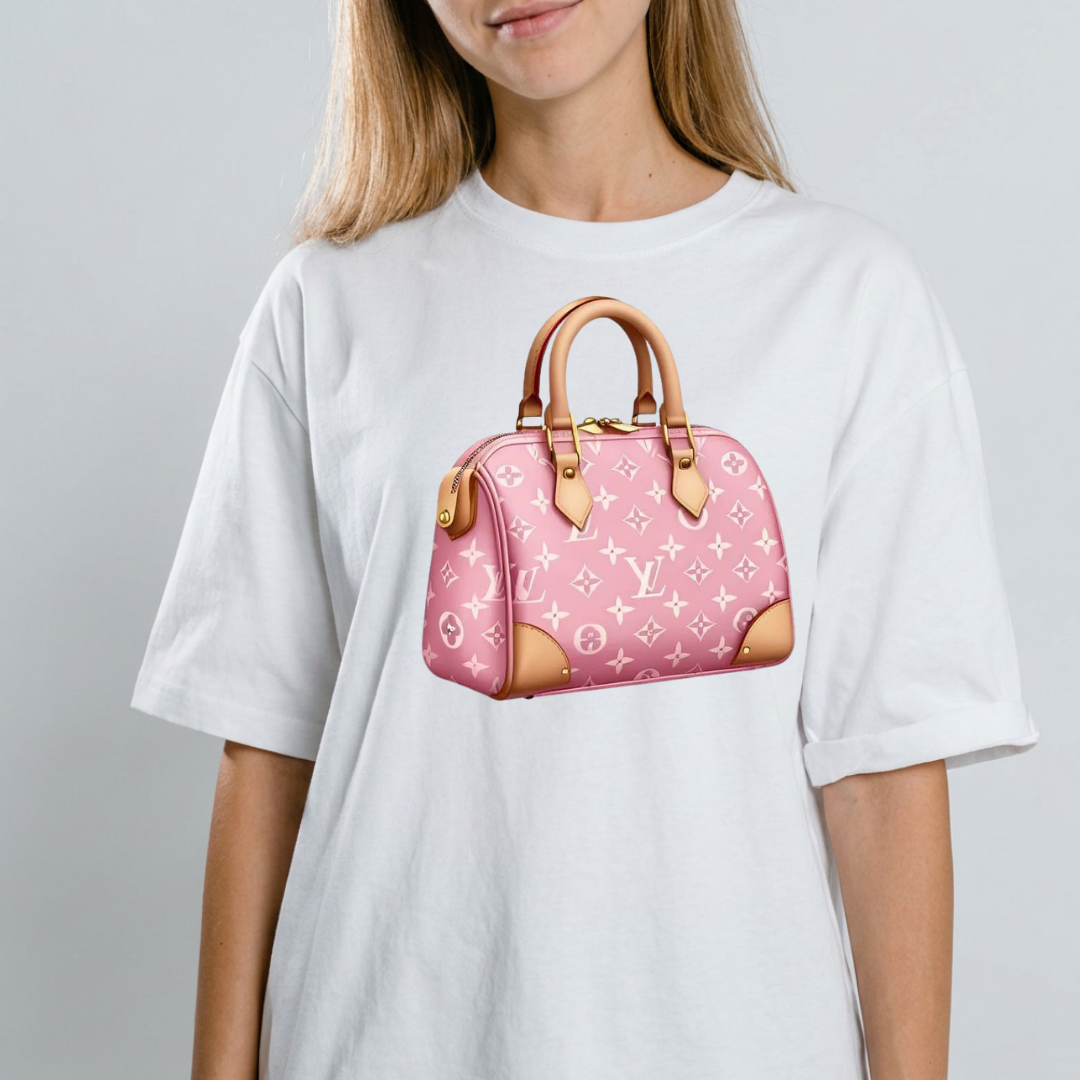 Pink Louis Vuitton Handbag T-shirt mockup