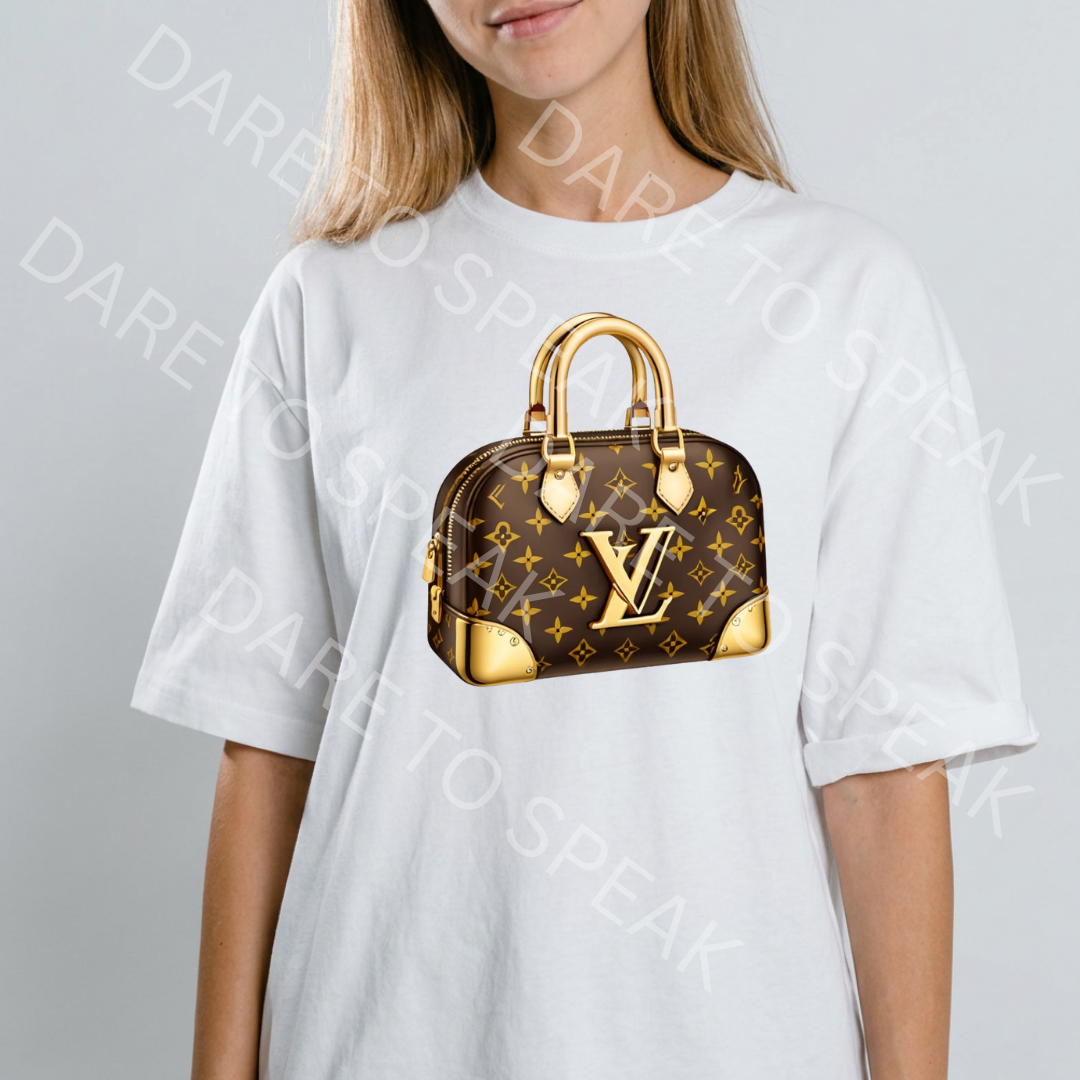 Brown Louis Vuitton Handbag T-shirt mockup