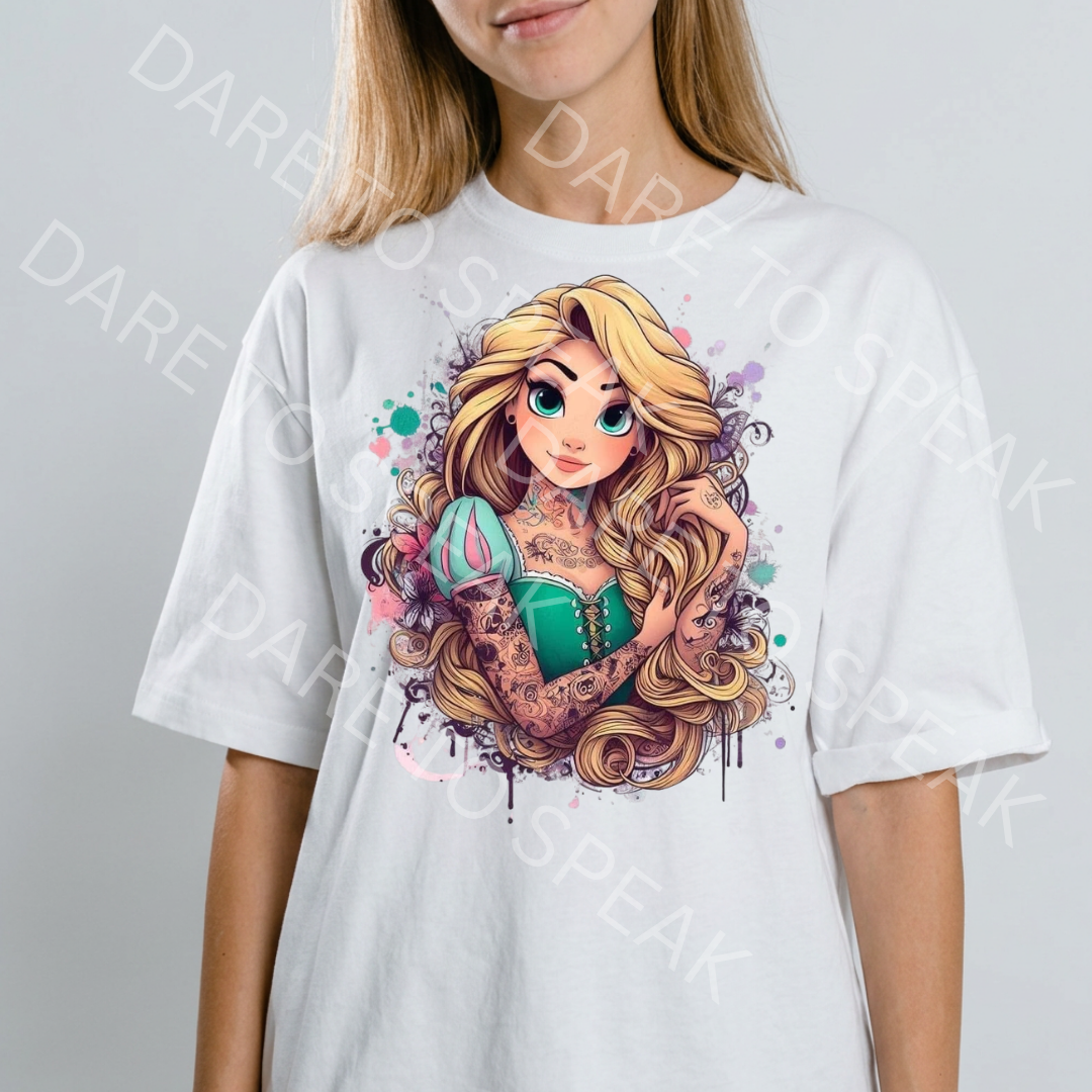 Tattooed Rapunzel T-shirt mockup