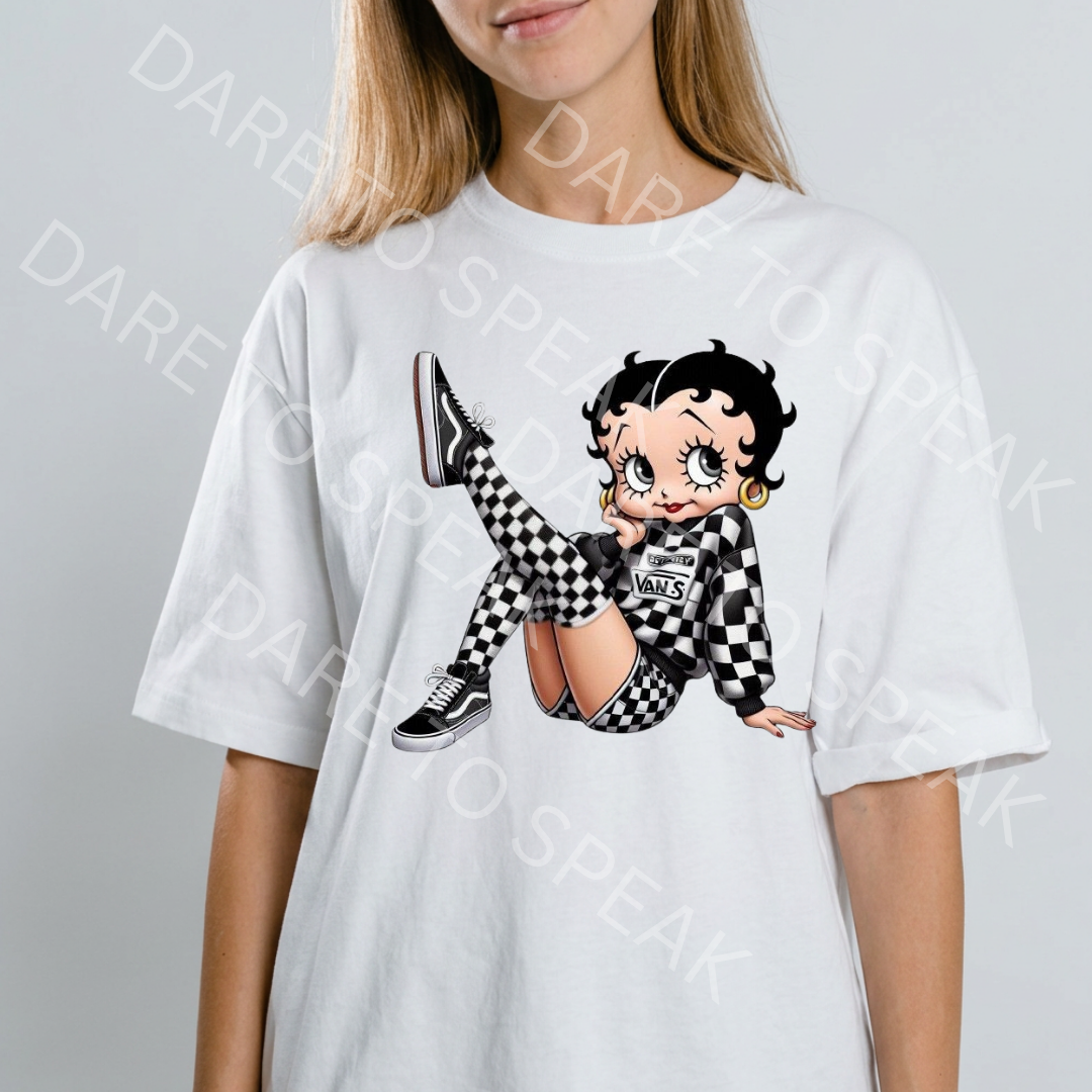 Betty Boop Checkered T-shirt mockup