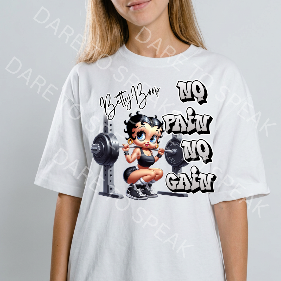 Betty Boop No Pain No Gain T-shirt mockup
