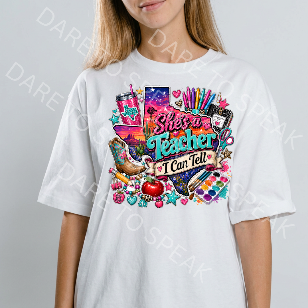 She's a Teacher I Can Tell T-shirt mockup