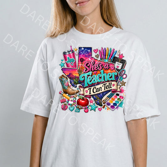 She's a Teacher I Can Tell T-shirt mockup