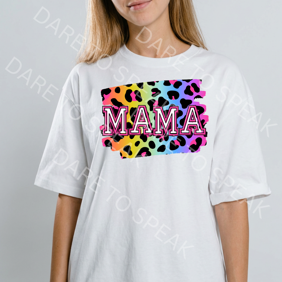 Colorful Leopard Mama T-shirt mockup