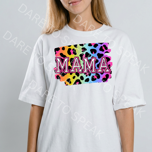 Colorful Leopard Mama T-shirt mockup
