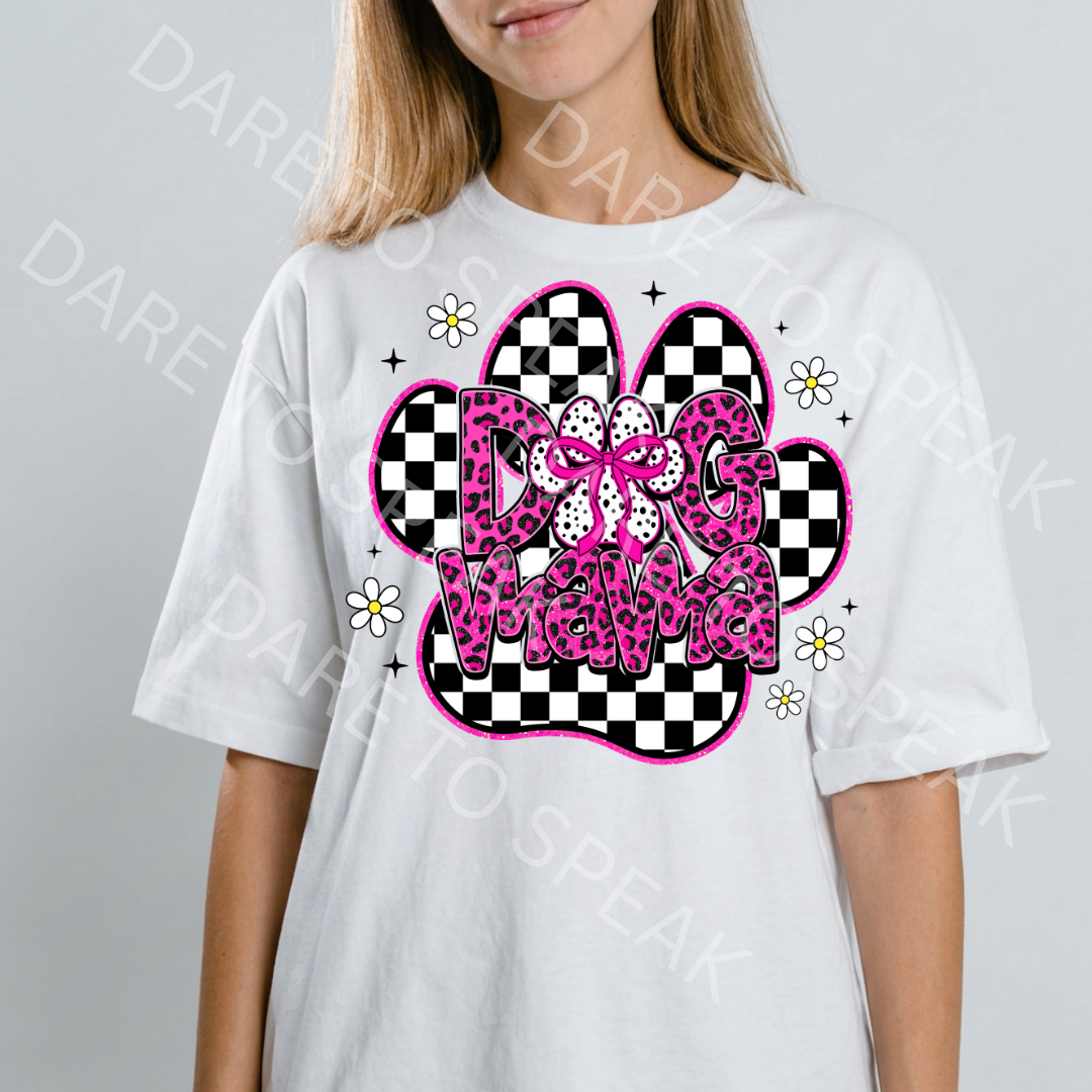 Mama Checkered Leopard T-shirt mockup