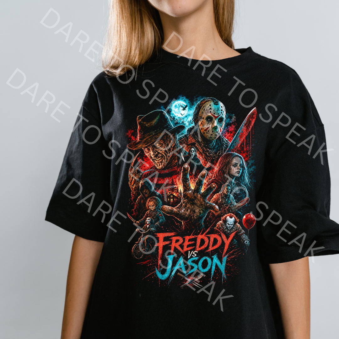 Freddy Jason Horror Collage T-shirt mockup