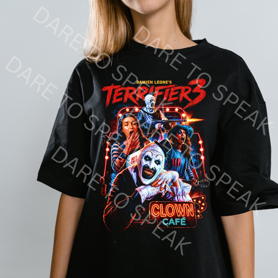 Terrifier 3 Clown Cafe T-shirt mockup