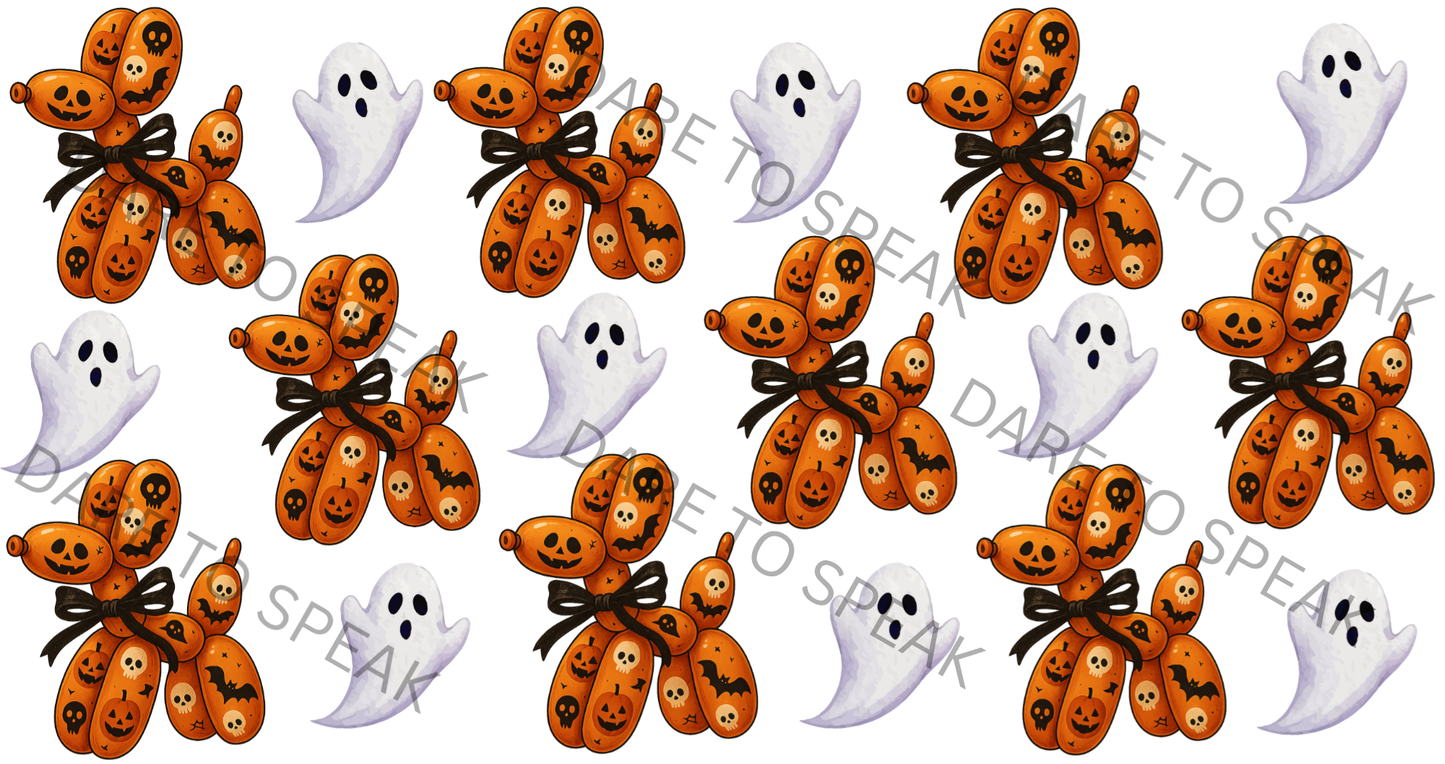 Pumpkin Ghost Balloon Dog