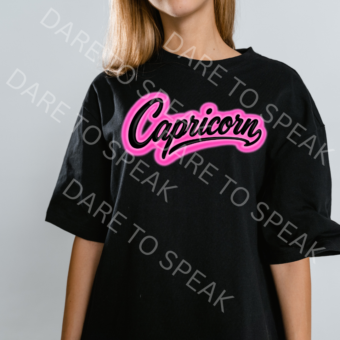 Capricorn Pink Script T-shirt mockup