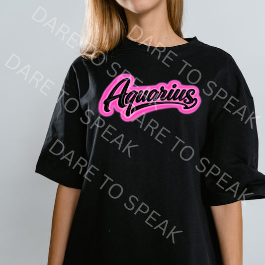Aquarius Pink Script T-shirt mockup