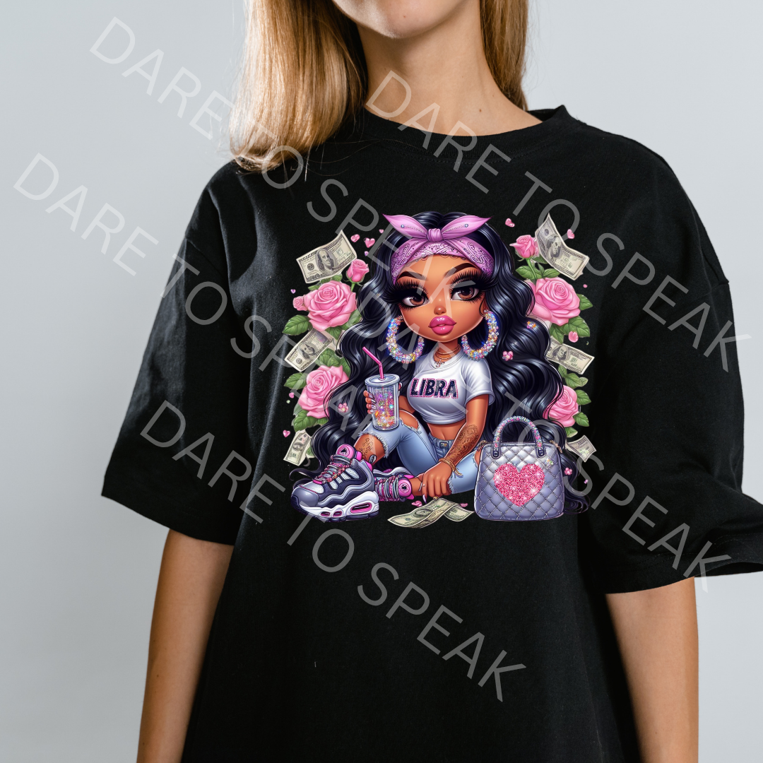 Libra Money Girl T-shirt mockup
