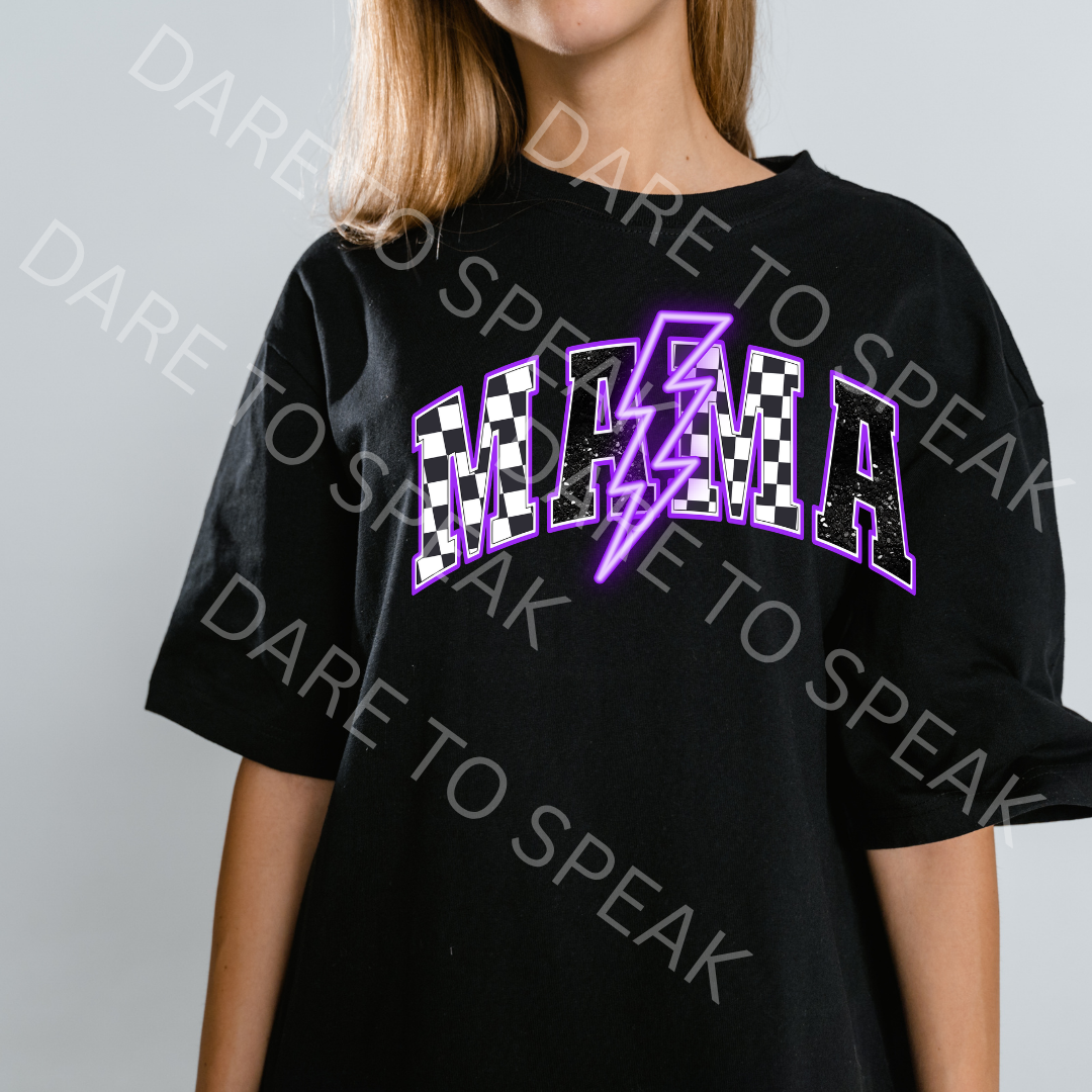 Mama Purple Lightning T-shirt mockup
