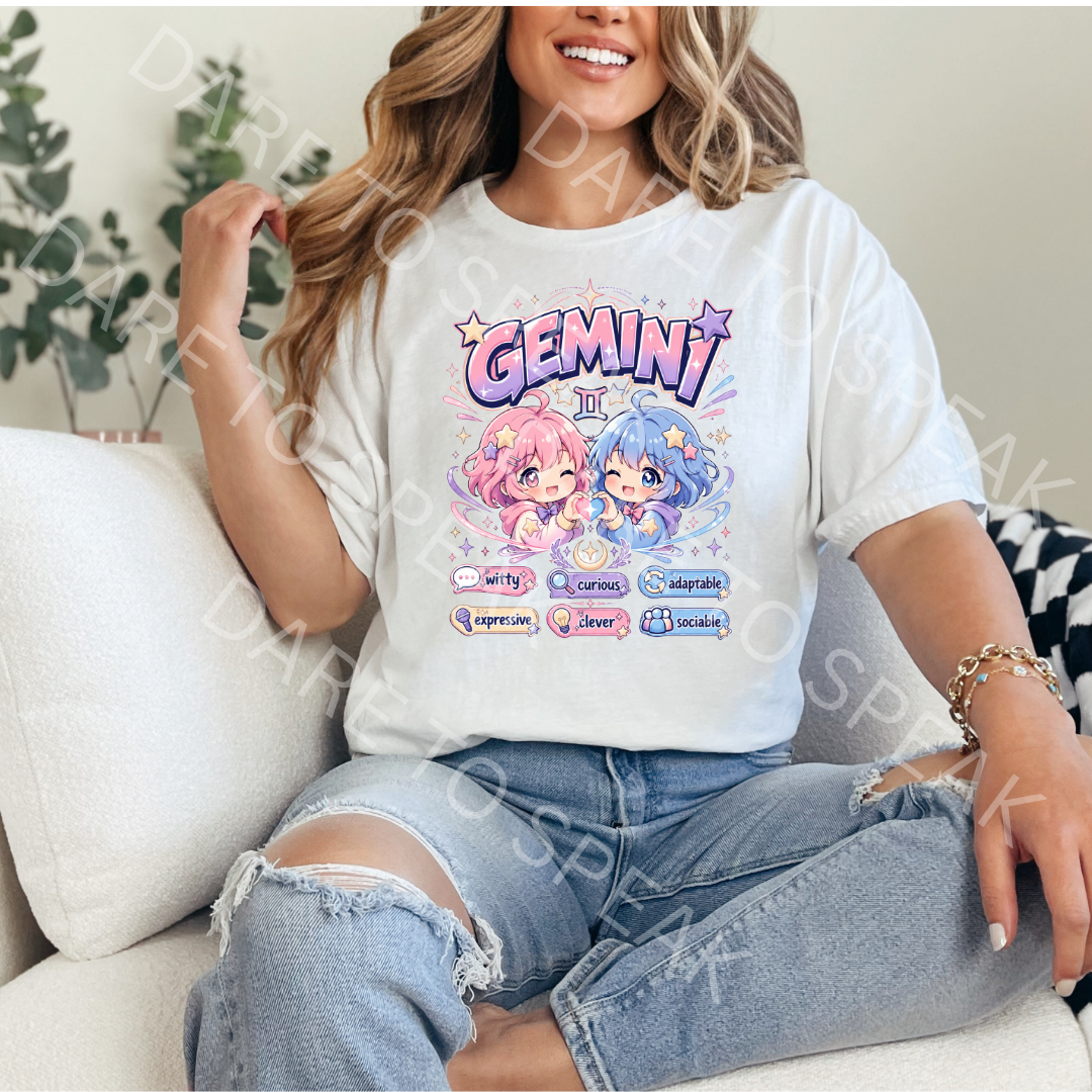 Gemini Anime Zodiac T-shirt mockup