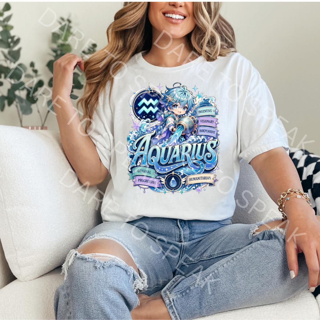 Aquarius Anime Zodiac T-shirt mockup
