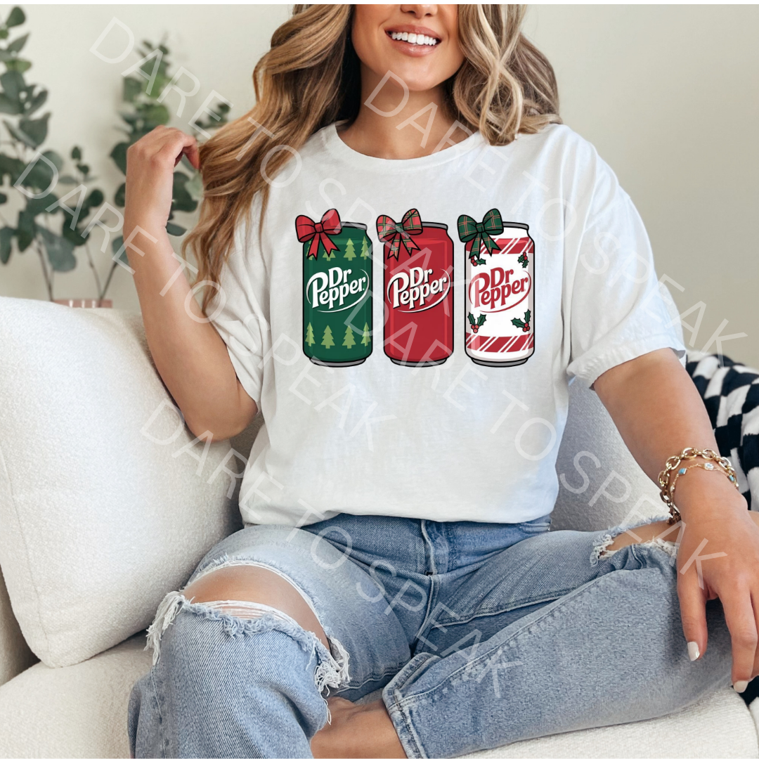 Dr Pepper Cans and Bows T-shirt mockup