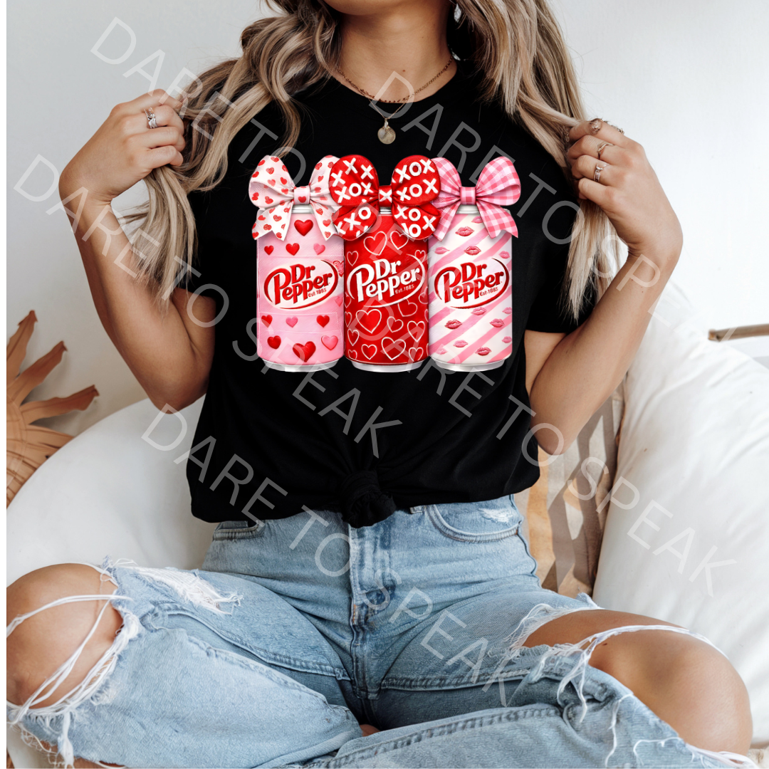 Dr Pepper Valentine Bows T-shirt mockup
