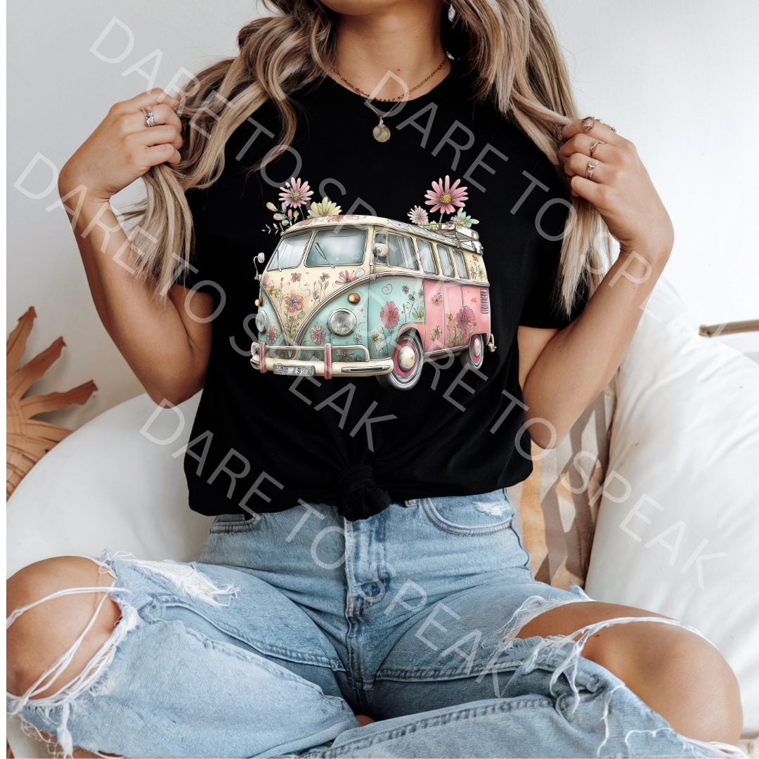 Floral Vintage Van T-shirt mockup