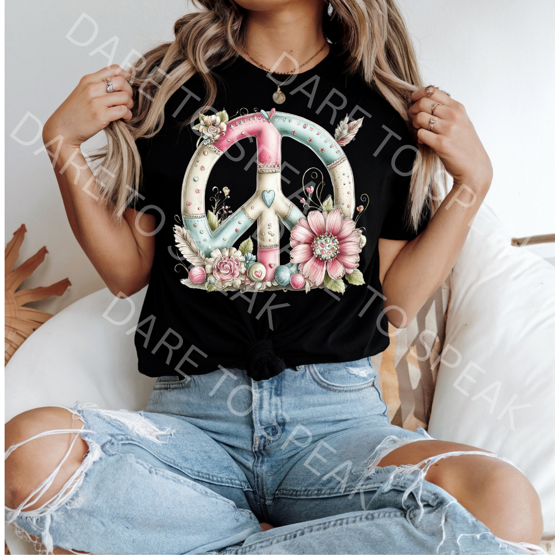 Floral Peace Sign T-shirt mockup