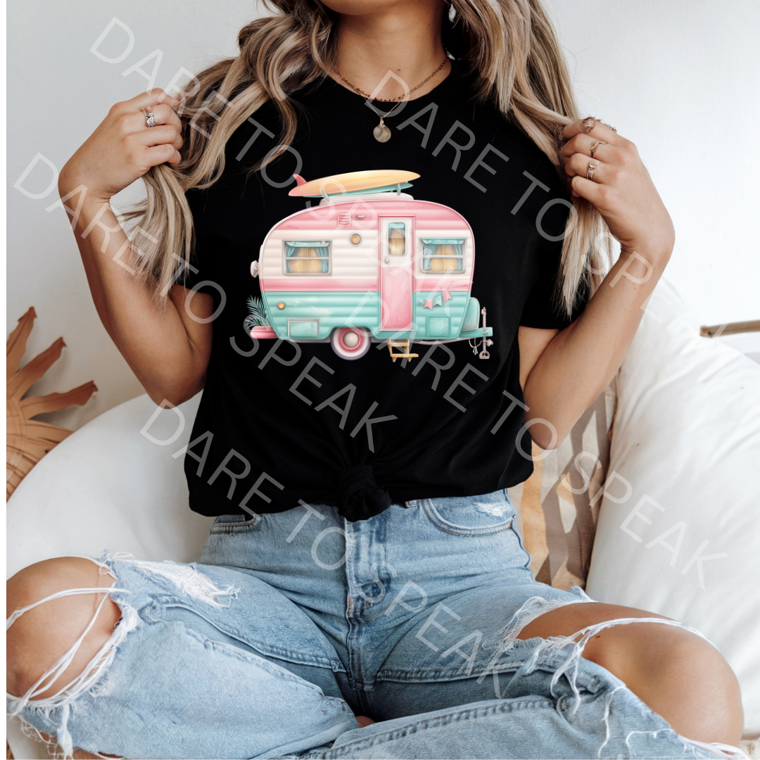 Pink Camper T-shirt mockup
