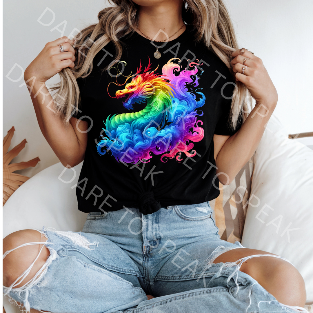 Rainbow Dragon T-shirt mockup