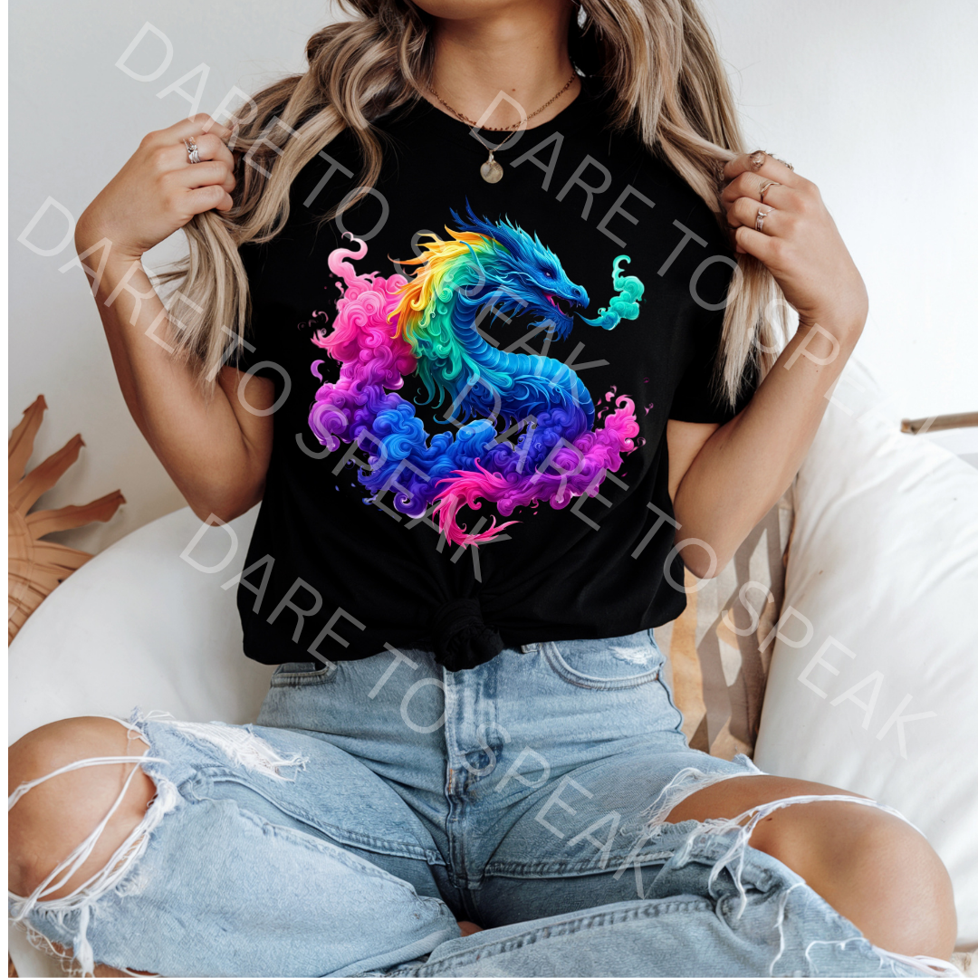 Neon Rainbow Dragon T-shirt mockup