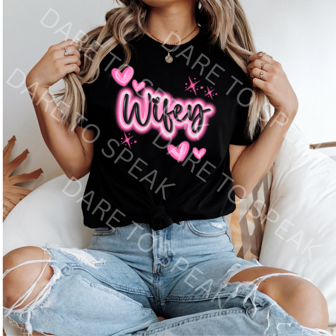Wifey Pink Neon T-shirt mockup