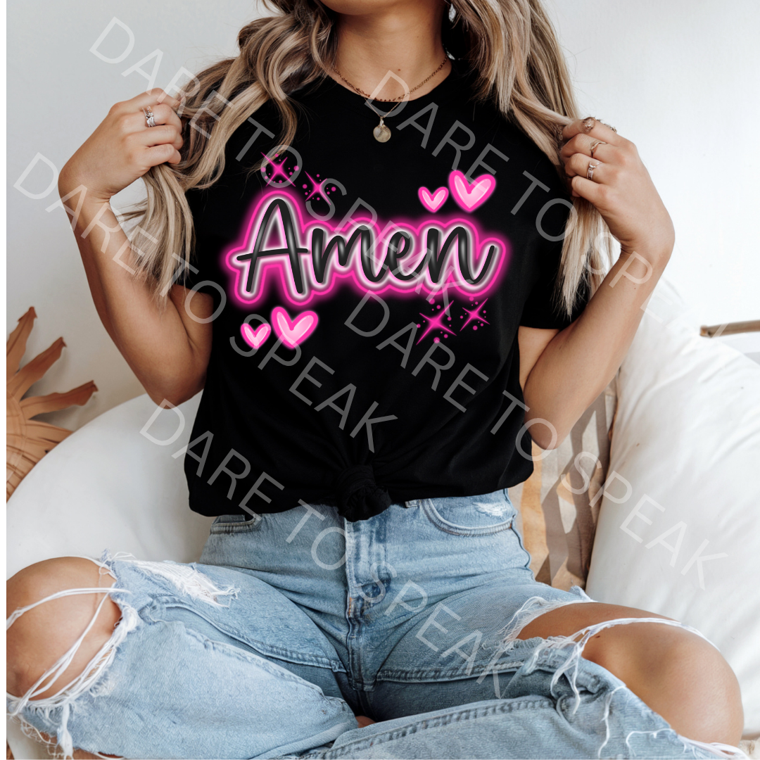 Amen Pink Neon T-shirt mockup