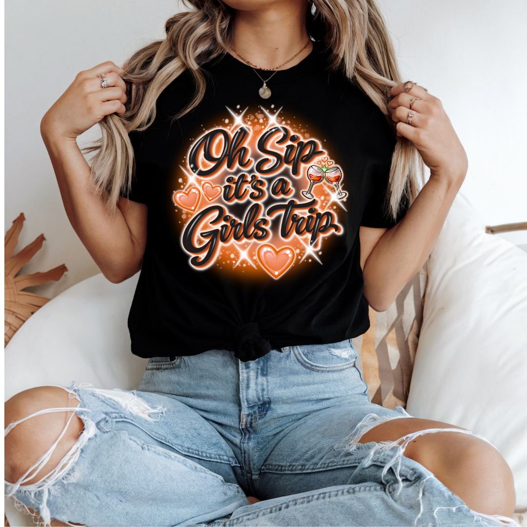 Oh Sip It's a Girls Trip Orange T-shirt mockup