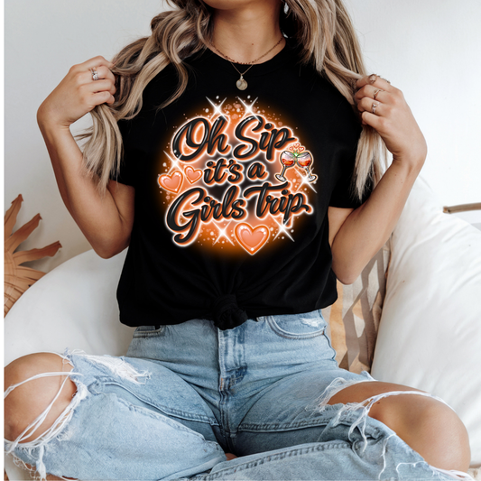 Oh Sip It's a Girls Trip Orange T-shirt mockup