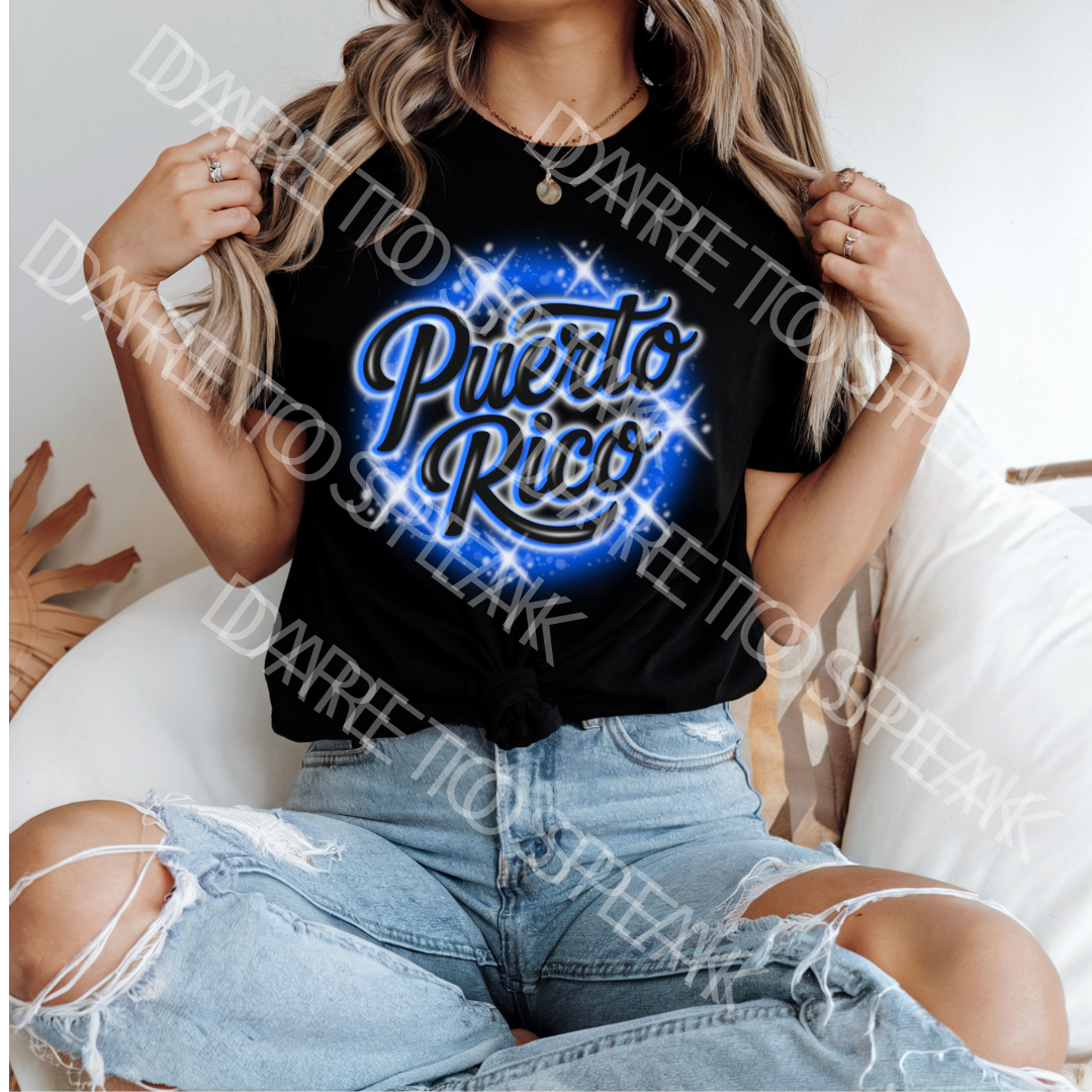 Puerto Rico Blue Neon T-shirt mockup