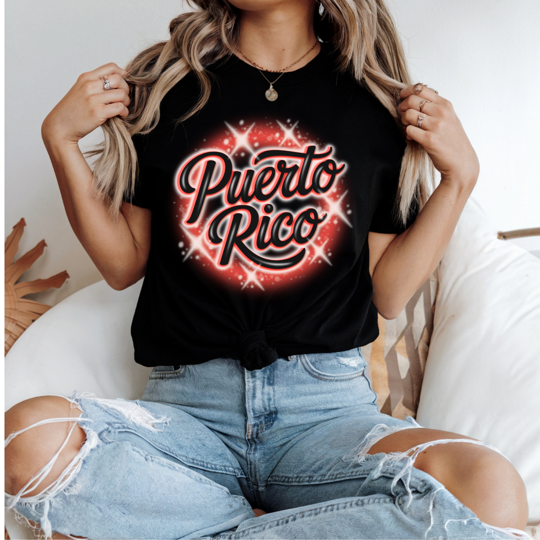 Puerto Rico Red Neon T-shirt mockup