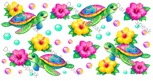 Turtles with flowers