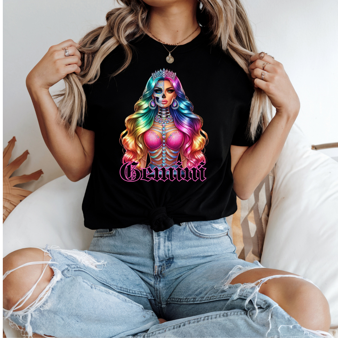 Gemini Skeleton Goddess T-shirt mockup