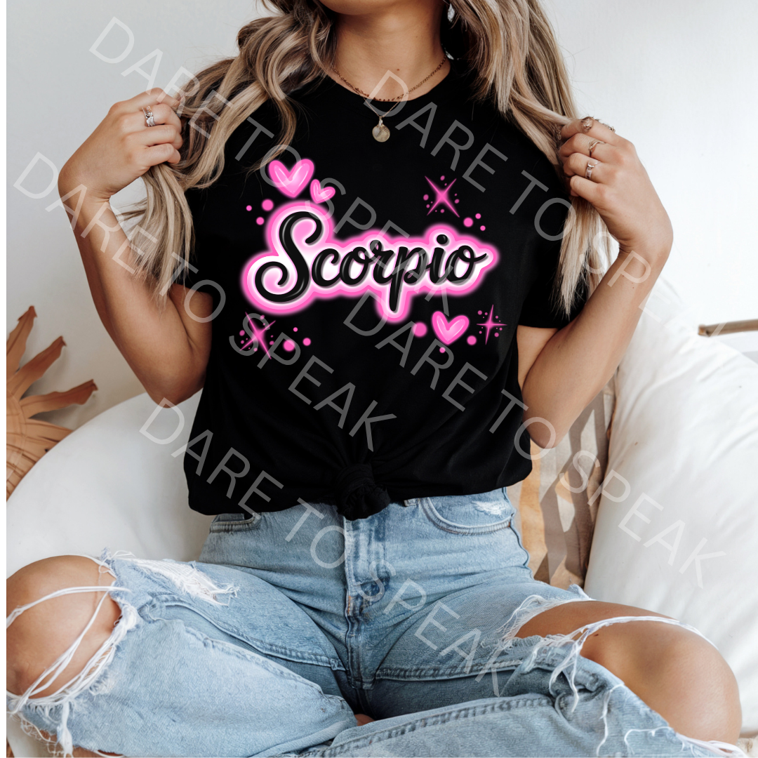 Scorpio Pink Script T-shirt mockup