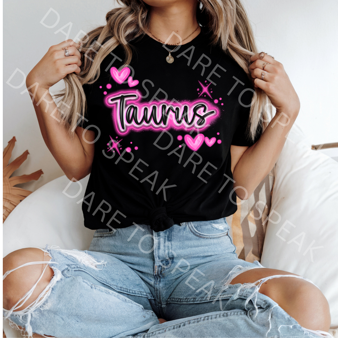 Taurus Pink Script T-shirt mockup